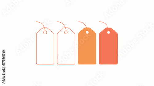 Minimalist design of colored price tags in a modern marketing and sales concept