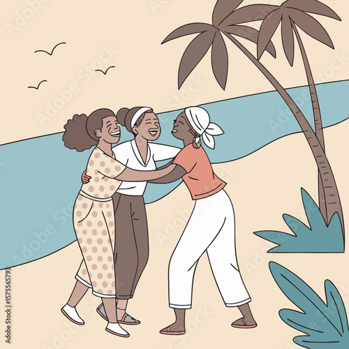 Romantic people are gossiping on the beach free online design.