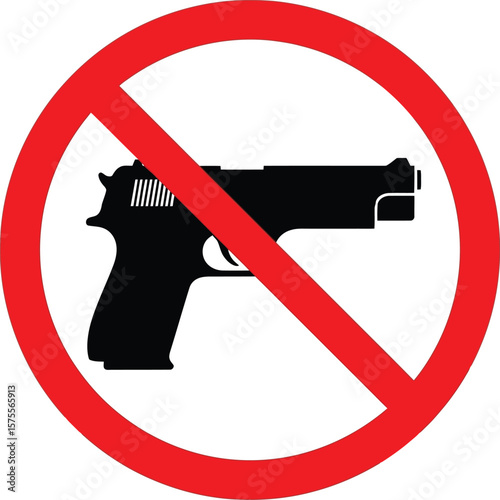 Firearm Prohibition Symbol Icon of Anti-Violence, No Gun Zone, Peace Symbolism, Ban on Weapons and Firearm Control. 