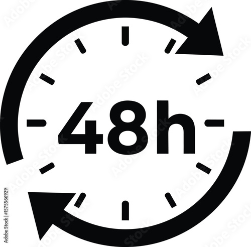 48-Hour Time Cycle Illustration Fast Turnaround Icon with Arrows - Symbol of Speedy Service and Availability