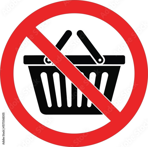 No Shopping Allowed Prohibited Shopping Basket Symbol