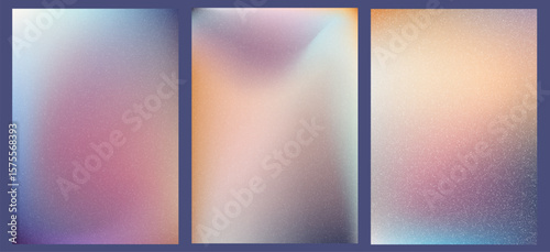 Trendy fuzz gradient set. Abstract blurred backgrounds. Collection of grainy texture soft gradient templates. Vector illustration for your graphic design, banner, poster