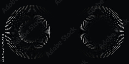 Halftone circular dotted frames set. Circle dots texture isolated on white background. illustration