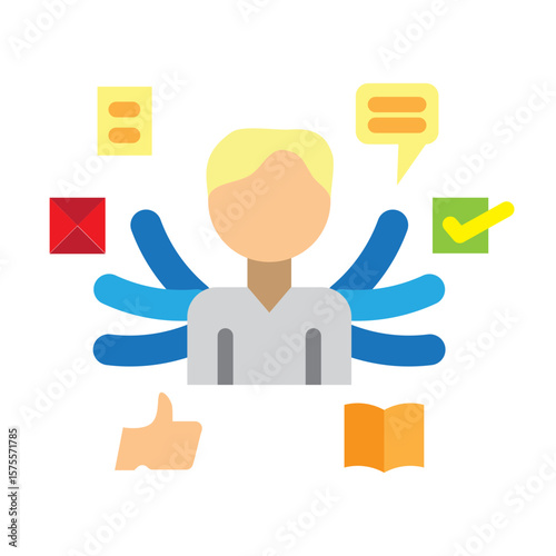 Multi Tasking Vector Flat Icon Design