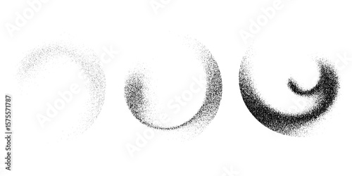 Dotwork 3D Spheres vector background. Sand grain effect. Black noise stipple dots. Abstract noise dotwork balls. Black dots grunge round elements. Stipple circles