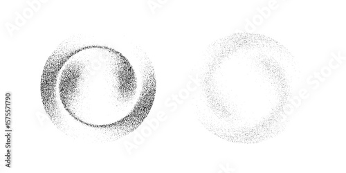 Dotwork 3D Spheres vector background. Sand grain effect. Black noise stipple dots. Abstract noise dotwork balls. Black dots grunge round elements. Stipple circles