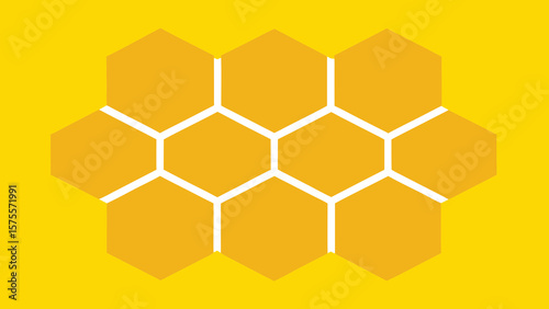 Vector illustration of honeycomb pattern in yellow and white colors on a yellow background