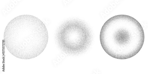 Halftone Gradient Round Circles Pattern Vector Design Elements with Noise Grains from Dark to Light isolated on transparent background eps 10