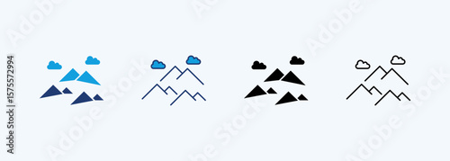 Mountains Icon Set Multiple Style Collection