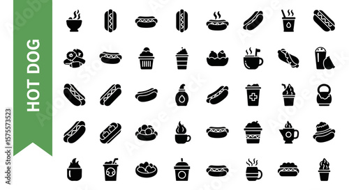 A collection of 25 Hot dog -related editable Silhouette.