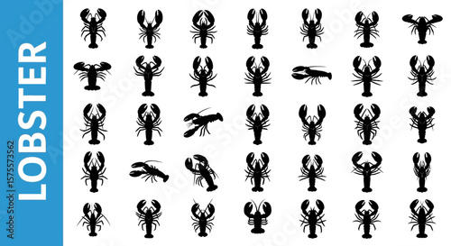 Lobster Silhouette Icon: Shellfish, Crustacean & Seafood Black Vector
