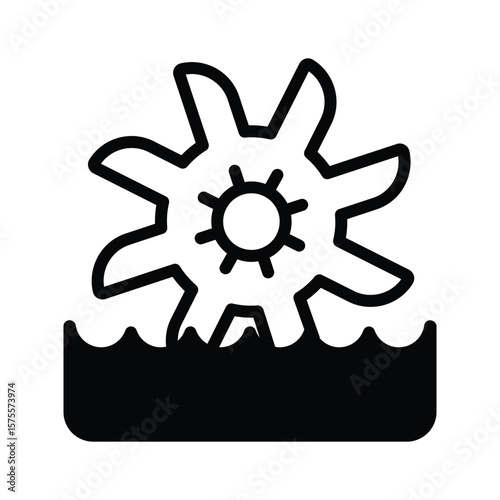 a glyph icon of water turbine generating clean energy