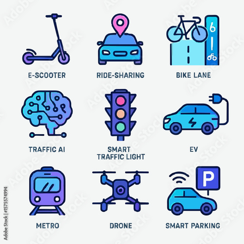 Smart City and Urban Mobility Vector Icon Pack