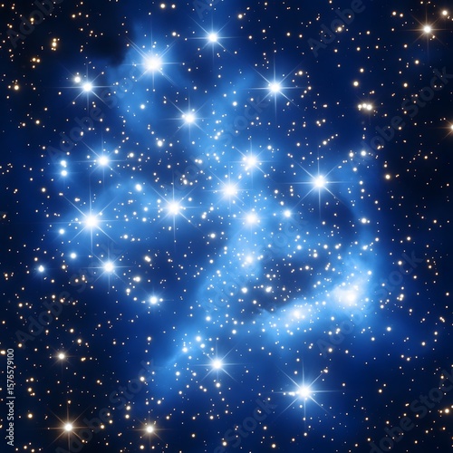 Stunning Blue Nebula Space Scene with Bright Stars