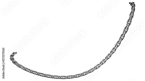 Gleaming silver chain against a transparent background showcases its links and texture, ideal for jewelry or design element projects.