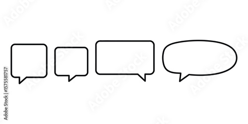 Minimalist Speech Bubbles with Rectangular Balloon Shapes, Simple Vector Design for Communication and Conversation UI
