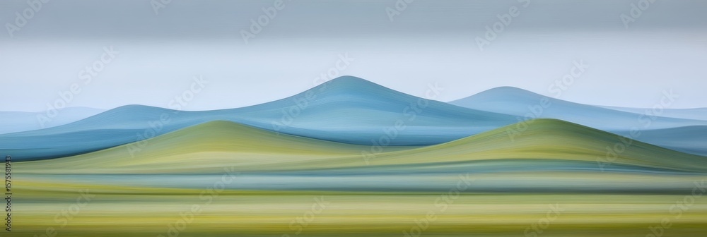 Obraz premium Vast Agricultural Landscape with Lush Green and Bright Yellow Fields Under a Clear Blue Sky