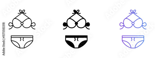 Swimsuit Icon Set – Line, Glyph, and Gradient Styles
