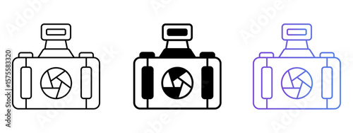 Camera Icon Set – Line, Glyph, and Gradient Styles