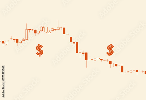 Stock market decline chart with dollar signs indicating loss  
