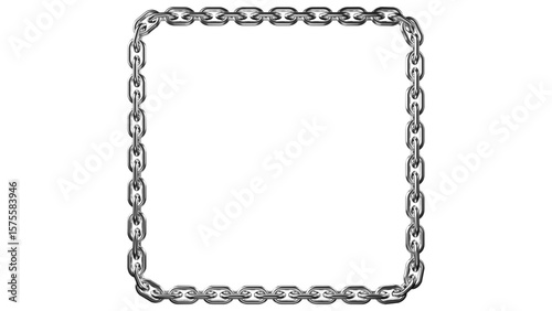 Presenting a sleek metallic chain border against transparent background offering strength and industrial style in a contemporary design.