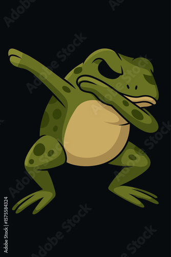 Funny Dabbing Frog vector illustration