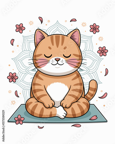 Funny Cat Yoga vector illustration