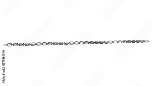 A delicate silver chain glistens against a dark backdrop, creating a minimalist yet elegant design element for jewelry or security concepts, transparent background