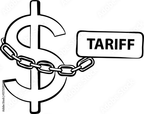 Tariff impact on busines icon shows chain on dollar symbol representing economic restriction