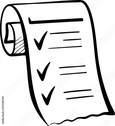 Tariff impact on busines icon depicted as checklist on long paper scroll