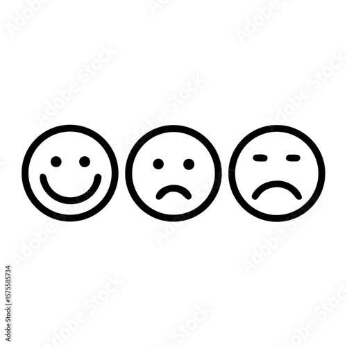 Customer Satisfaction Survey Happy, Neutral, Sad Emojis Feedback Icons