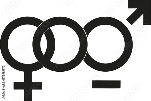 Intertwined Male and Female Symbols Gender Equality Icon
