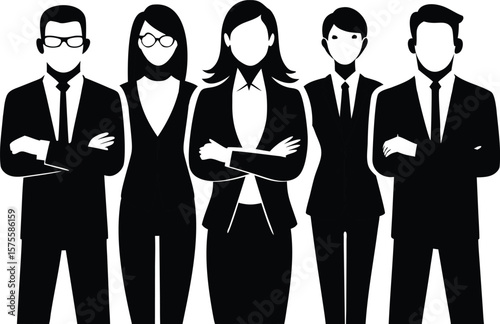 Confident Business Team Standing Together in Suits