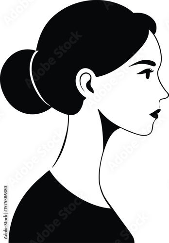 Elegant Woman Profile Silhouette with Bun Hairstyle