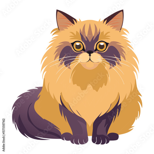 Adorable Fluffy Cat Sitting With Calm Expression