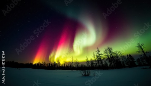 Wallpaper Mural Vibrant aurora borealis display over snowy landscape (1) Torontodigital.ca