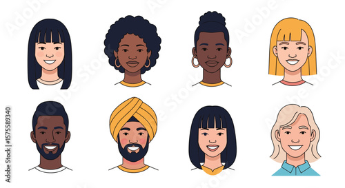 Diverse people faces avatar collection artistic representation human diversity culture expressions people profiles