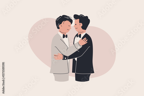 Illustration of Gay Couple Hugging