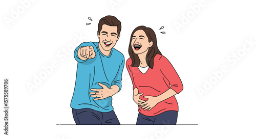 Two people laughing heartily together sharing a moment of pure joy and amusement