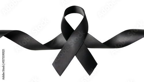 Wallpaper Mural Black Ribbon for Melanoma awareness, skin cancer prevention, and mourning for death loss of victims and terror attack. Bow isolated on white background Torontodigital.ca
