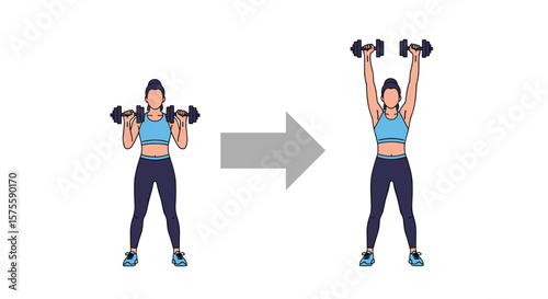 Dumbbell overhead press exercise for shoulder strength and upper body development