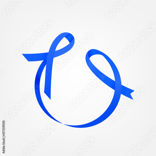 Blue ribbon isolated on white background. Vector illustration