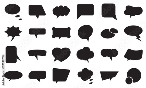 Cute black speech bubbles pattern on white background. Pictograms and infographics for mobile apps. vector illustration.	
