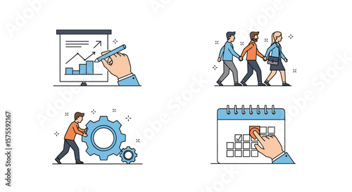 Visualizing business growth team collaboration and strategic planning execution