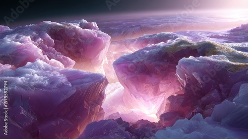 Glowing Purple and Pink Crystal Rockscape