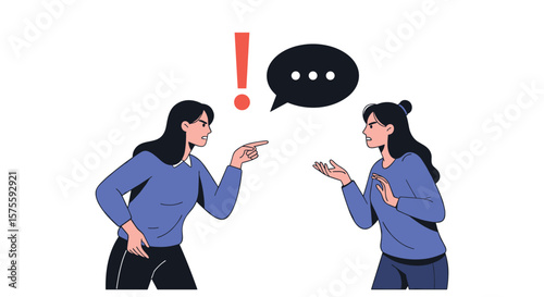 Two women arguing with each other exchanging heated words during a discussion