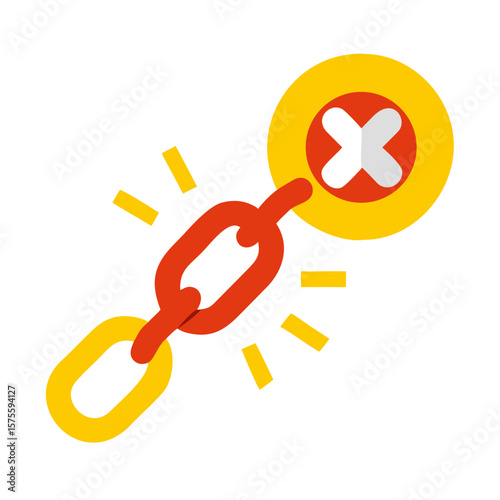 Broken Chain Linkage Disconnect Error Symbol Flat Icon