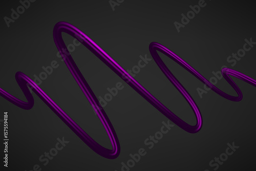 Purple scribble ribbon isolated on dark background. 3d vector illustration