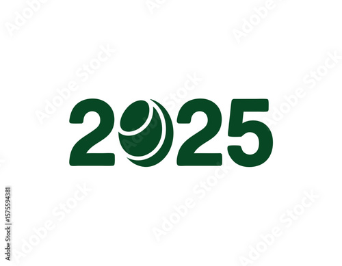 Green 2025 design featuring a stylized tennis ball.