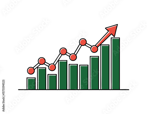 Upward trending bar graph illustrating positive growth and progress.